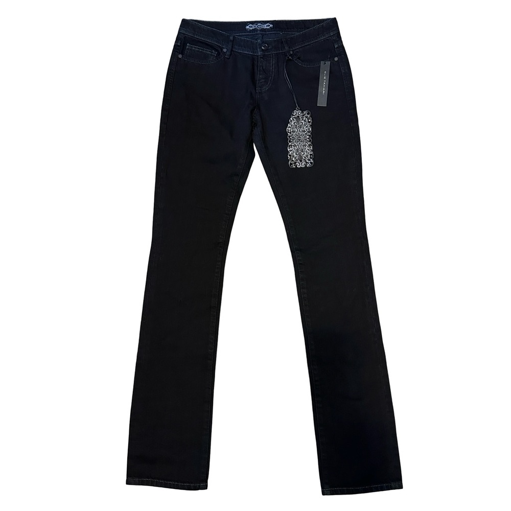NWT Elie Tahari Edith Black Straight Leg Jeans Size 4 Tar Wash Y2K Denim Jeans